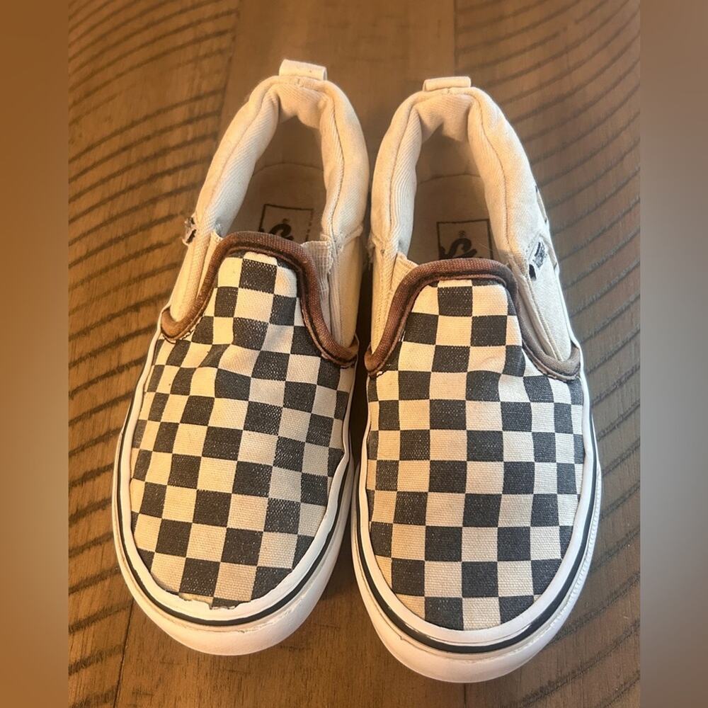 🖤Vans Low Top Black and White/Natural Checkered Sneakers Unisex Size 12 Youth!
